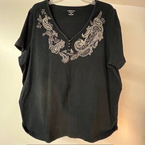 Croft & Barrow Womens Short Sleeve Blouse, V-neck, Size 2X